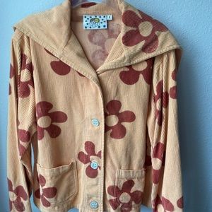 Big Bud Press vintage retro flower power orange and brown corduroy sailor jacket